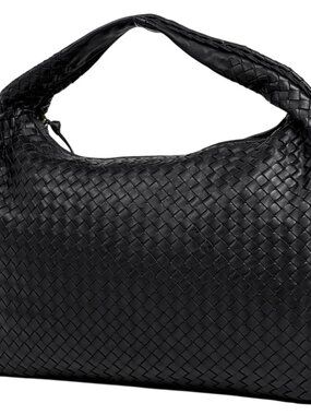 Bottega Veneta Intrecciato Shoulder Bag Hobo Leather Black